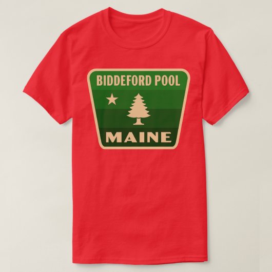 Biddeford Pool Maine Retro Pine Tree Badge Groen T-shirt (Design voorkant)