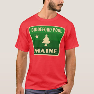 Biddeford Pool Maine Retro Pine Tree Badge Groen T-shirt