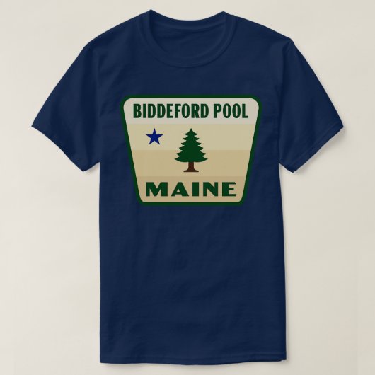 Biddeford Pool Maine Retro Pine Tree Badge Tan T-shirt (Design voorkant)