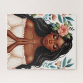 Bidden Afro-Amerikaanse Vrouw Bloemenkunst Legpuzzel (Horizontaal)