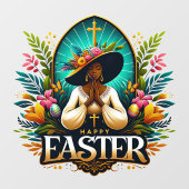 Bidden Afro-Amerikaanse vrouw religieuze Pasen Raamsticker (Vel)