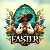 Bidden Afro-Amerikaanse vrouw religieuze Pasen Raamsticker (Vel 3)