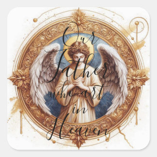 Bidden Angel - Onze Vader Vierkante Sticker