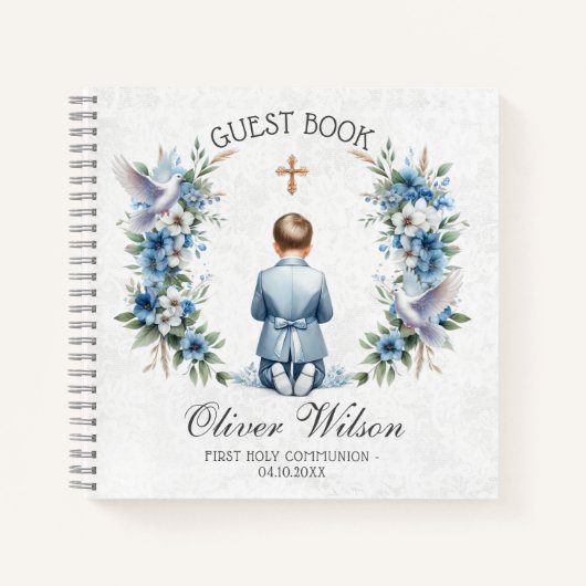 Bidden Boy Eerste Holly Communie Gastenboek Notitieboek (Voorkant)