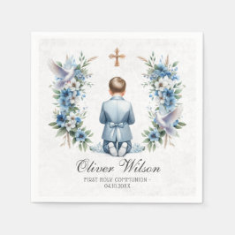 Bidden Boy Heilige Communie Papier Servet