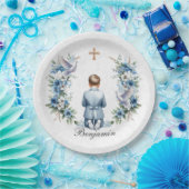 Bidden Boy Heilige Communie Papieren Bordje (Feest)