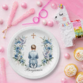 Bidden Boy Heilige Communie Papieren Bordje (Feest)