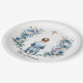 Bidden Boy Heilige Communie Papieren Bordje (Gekanteld)