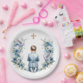 Bidden Boy Heilige Communie Papieren Bordje (Feest)