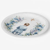 Bidden Boy Heilige Communie Papieren Bordje (Gekanteld)