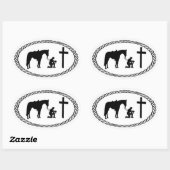 Bidden Cowboy Cross Euro Stijl Ovale Sticker (Vel)