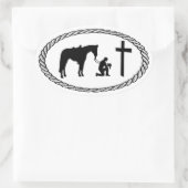 Bidden Cowboy Cross Euro Stijl Ovale Sticker (Tas)