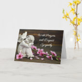 Bidden en sympathie Engel condoleert Kaart (Gele Bloem)