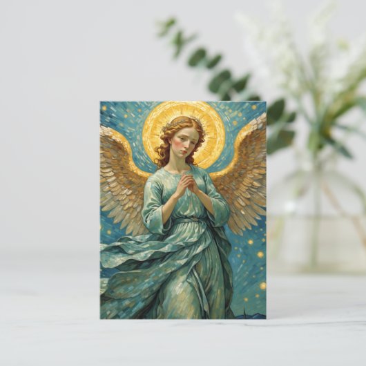 Bidden Engel Faux Van Gogh Briefkaart (Staand voorkant)