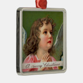 Bidden Engel met Kerstmis Banner Metalen Ornament (Rechts)