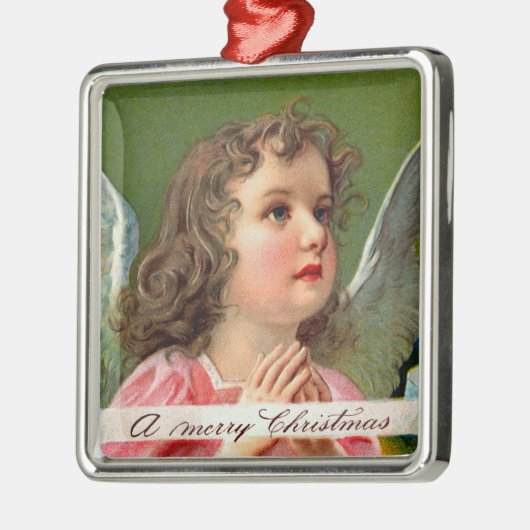 Bidden Engel met Kerstmis Banner Metalen Ornament (Links)