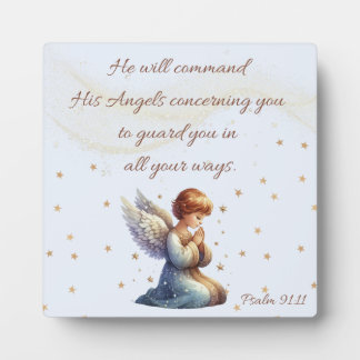 Bidden Engel met Psalm 91:11 Fotoplaat