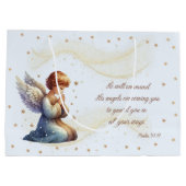 Bidden Engel met Psalm 91:11 Gift Bag Groot Cadeauzakje (Achterkant)