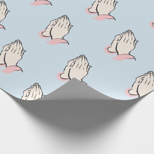 Bidden Handen Blauw en Roze Cadeauverpakking Cadeaupapier (Hoek)