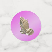 Bidden handen doop communie meisjes roze confetti (Kleine voorkant)