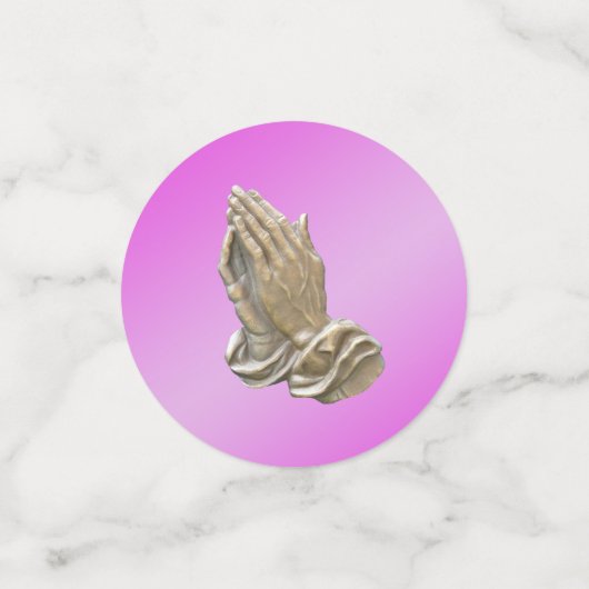 Bidden handen doop communie meisjes roze confetti (Kleine voorkant)