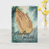 Bidden Handen Gevouwen Wenskaart Kaart (Gele Bloem)