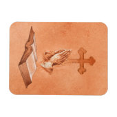 Bidden Handen met Kruis en Bijbel Magneet (Horizontaal)