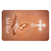 Bidden Handen met Kruis en Bijbel Magneet (Horizontaal)