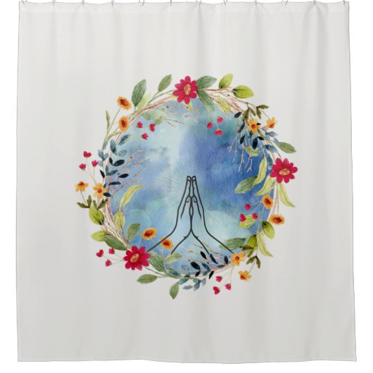 Bidden handen waterverf douchegordijn (Voorkant)