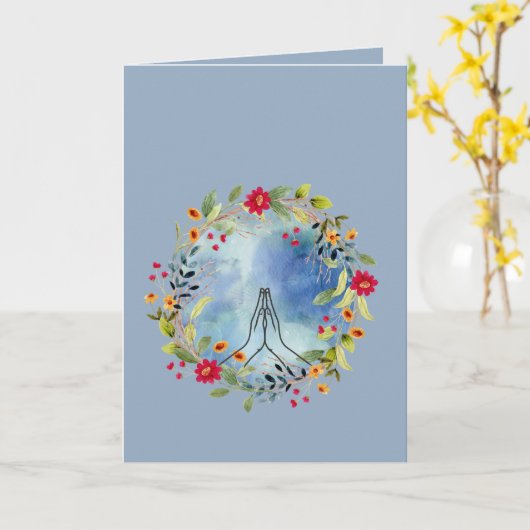 Bidden handen waterverf kaart (Gele Bloem)