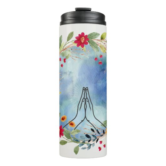 Bidden handen waterverf thermosbeker (Voorkant)