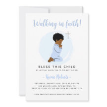 Bidden Jongen Doop Uitnodiging – Blauw