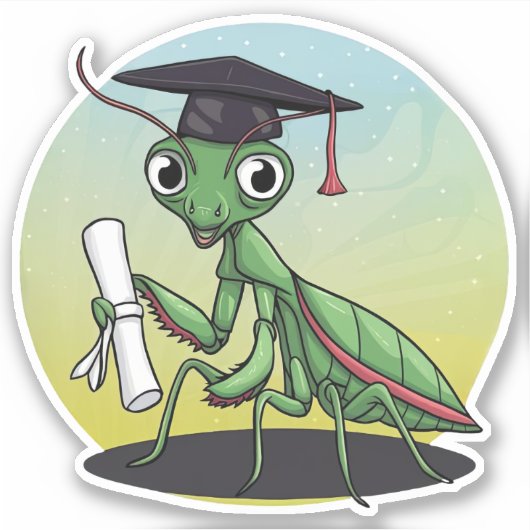 Bidden Mantis Afstuderen Sticker (Voorkant)