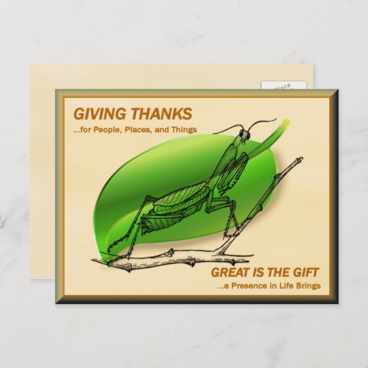 Bidden Mantis Bedankt geven Briefkaart (Voorkant / Achterkant)