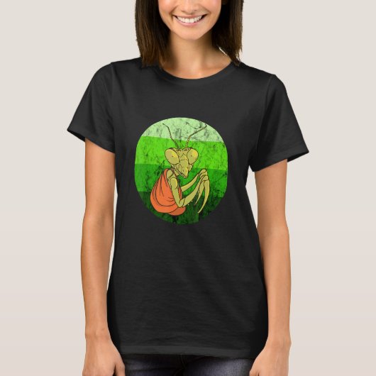 Bidden Mantis Groene Retro  insecteninsect T-shirt (Voorkant)