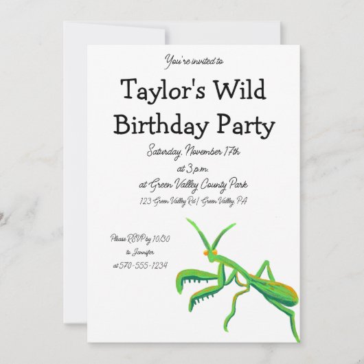 Bidden Mantis in Heldergroen Aangepast Kaart (Voorkant)