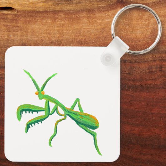 Bidden Mantis in Heldergroen gepersonaliseerd Sleutelhanger (Achterkant)