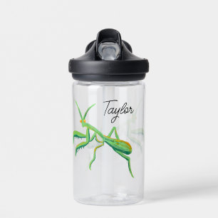 Bidden Mantis in Heldergroen gepersonaliseerd Waterfles