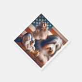 Bidden meisje met Bearded Collie Servet (Hoek)