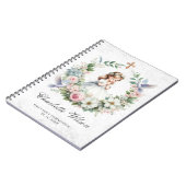 Bidden meisje witte duiven bloemeneerste communie notitieboek (Linkerzijde)