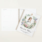 Bidden meisje witte duiven bloemeneerste communie planner (Display)