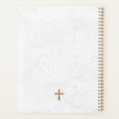 Bidden meisje witte duiven bloemeneerste communie planner (Achterkant)