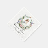 Bidden meisje witte duiven bloemeneerste communie servet (Hoek)