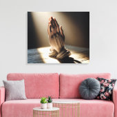 Bidden met de handen in de zon canvas afdruk (Insitu (Woonkamer))