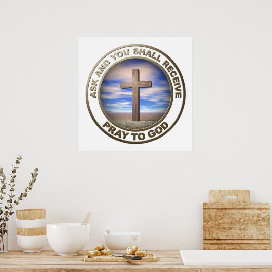 bidden tot God Poster (Keuken)