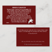 Bidden van redding en kerk of bediening op de rug visitekaartje (Voorkant / Achterkant)