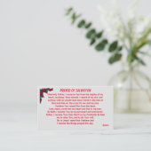 Bidden van redding en kerk of bediening op de rug visitekaartje (Staand voorkant)