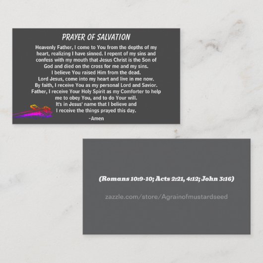 Bidden van redding en kerk of bediening op de rug visitekaartje (Voorkant / Achterkant)