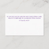 Bidden van redding en kerk of bediening op de rug visitekaartje (Achterkant)