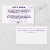 Bidden van redding en kerk of bediening op de rug visitekaartje (Voorkant / Achterkant)